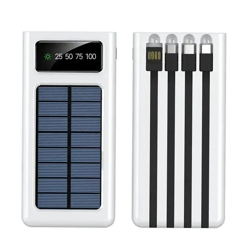 200000mAh Solar Power Bank Built 4 in1 Conveniente Fast Charging USB Ports Charger Powerbank LED Light For Iphone Xiaomi Samsung